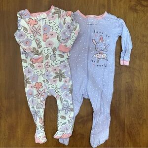 Gerber baby girls ballerina bunny sleep and play pajama set 3-6 months